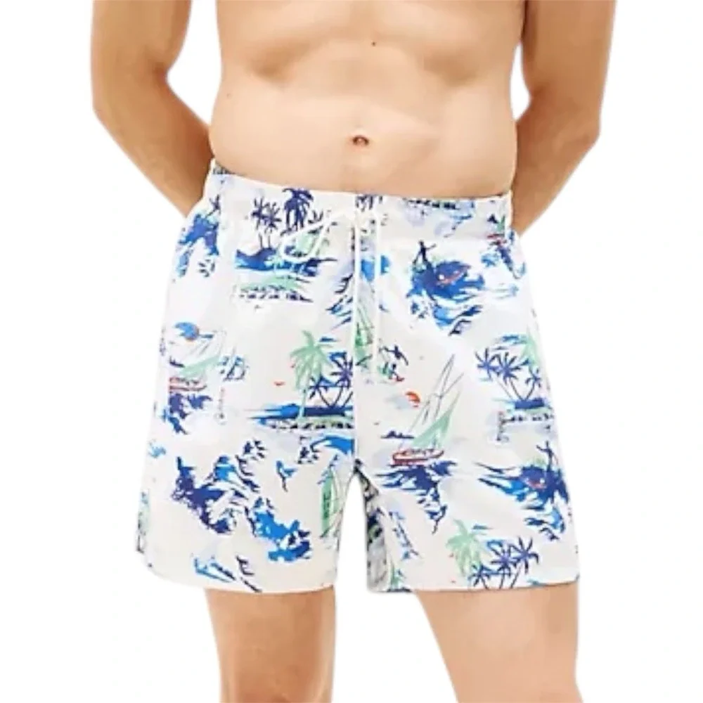 Tommy Hilfiger Men's Swim Trunks Shorts Tropical Beach Scene Print Size‎ M